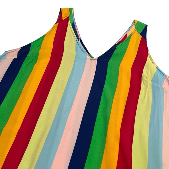 ModCloth Rainbow Striped Sleeveless V-Neck Tank Top 2X Colorful Fun - Picture 2 of 6